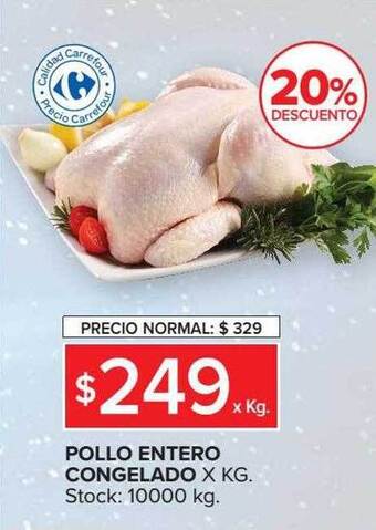 Carrefour Pollo entero congelado 20% descuento oferta