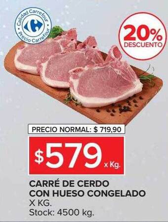 Carrefour Carré de cerdo con hueso congelado 20% descuento oferta