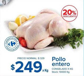 Carrefour Pollo entero congelado 20% descuento oferta