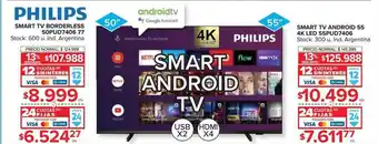 Carrefour Philips smart tv borderless 50pud7406 77 smart tv android 55 4k led 55pud7406 oferta