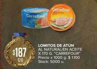 Carrefour Lomitos de atún al natural en aceite oferta