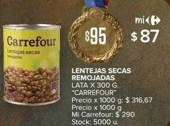 Carrefour Lentejas secas remojadas oferta