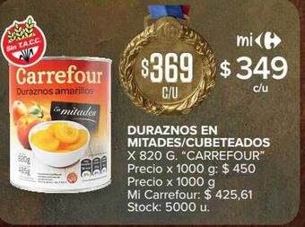 Carrefour Duraznos en mitades cubeteados oferta