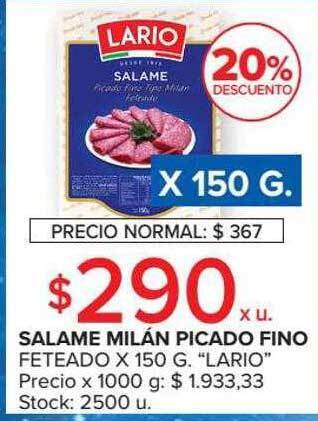 Carrefour Market Salame milán picado fino feteado oferta
