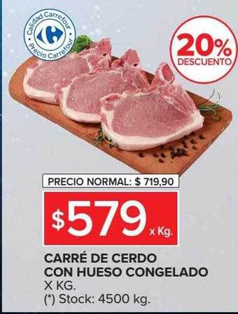 Carrefour Market Carré de cerdo con hueso congelado oferta