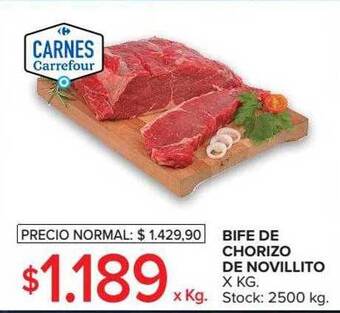 Carrefour Market Bife de chorizo de novillito x kg oferta