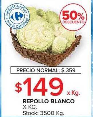 Carrefour Market Repollo blanco x kg oferta