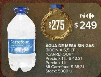 Carrefour Market Agua de mesa sin gas bidon oferta