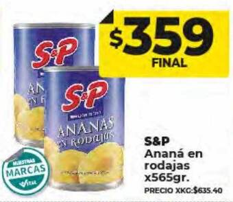 Supermayorista Vital S&p ananá en rodajas oferta