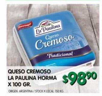 Jumbo Queso cremoso la paulina horma x 100 gr oferta