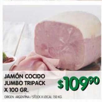 Jumbo Jamón cocido jumbo tripack x 100 gr oferta