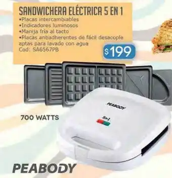 Cuotas del Sur Sandwichera eléctrica 5 en 1 peabody oferta