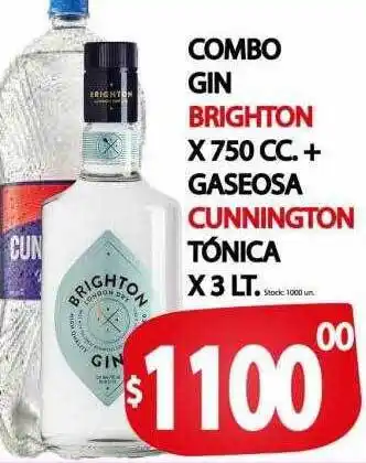 Supermercados Mariano Max Combo gin brighton + gaseosa cunnington tónica oferta