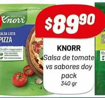 Almacor Knorr salsa de tomate vs sabores doy pack oferta