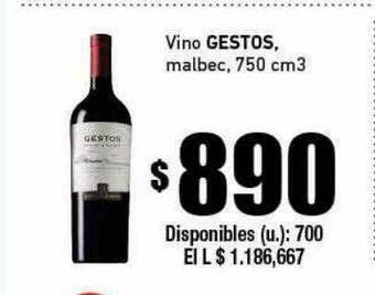 Cooperativa Obrera Vino gestos malbec oferta