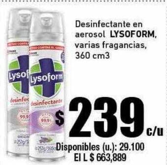 Cooperativa Obrera Desinfectante en aerosol lysoform oferta