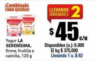 Cooperativa Obrera Yogur la serenisima oferta