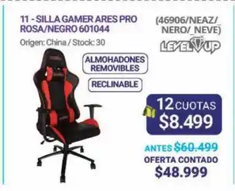 Silla gamer apres pro rosa negro level up