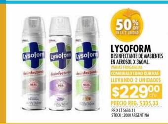 Pigmento Lysoform desinfectante de ambientes en aerosol oferta