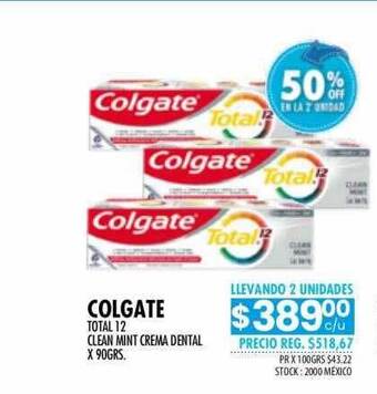 Pigmento Colgate total 12 clean mint crema dental oferta