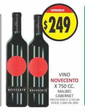 Supermercados Becerra Vino novecento oferta