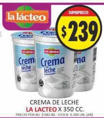 Supermercados Becerra Crema de leche la lacteo oferta