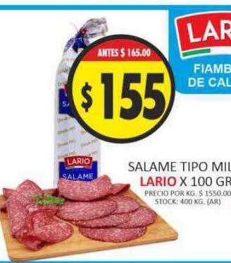 Supermercados Becerra Salame tipo milan lario oferta