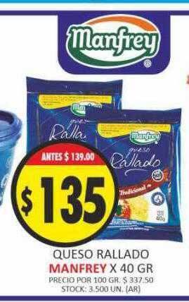 Supermercados Becerra Queso rallado manfrey oferta