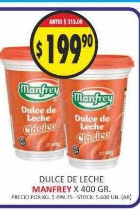 Supermercados Becerra Dulce de leche manfrey oferta