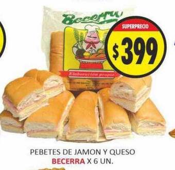 Supermercados Becerra Pebetes de jamon y queso becerra oferta