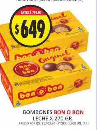 Supermercados Becerra Bombones bon o bon leche oferta
