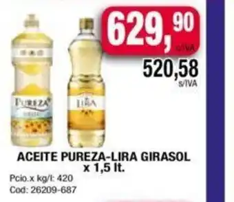 Maxiconsumo Aceite pureza-lira girasol x 1,5 lt. oferta