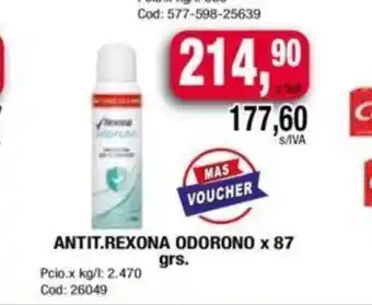 Maxiconsumo Antit. rexona odorona x 87 grs. oferta