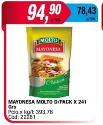 Maxiconsumo Mayonesa Molto D/Pack x 241 grs oferta