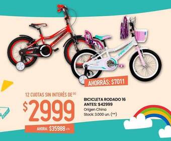 Walmart Bicicleta rodado 16 oferta