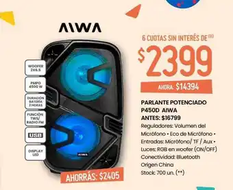 Walmart Parlante potenciado p450d aiwa oferta
