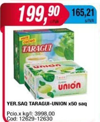 Maxiconsumo Yer.saq taragui-union x50 saq oferta