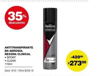 Atomo Conviene Rexona Clinical Antitranspirante En Aerosol oferta