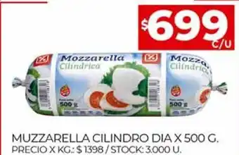 Supermercados DIA Muzzarella Cilindro Dia x500g oferta