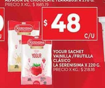 Supermercados DIA Yogur Sachet Vainilla/Frutilla Clásico La Serenisima oferta