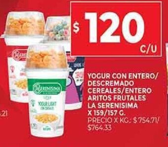 Supermercados DIA Yogur Con Entero/Descremado Cereales Entero Aritos Frutales La Serenisima oferta