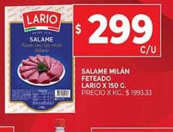 Supermercados DIA Lario salame Milan Feteado oferta