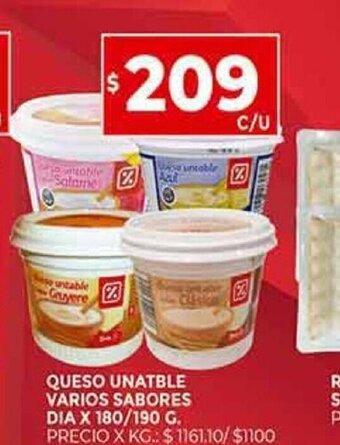 Supermercados DIA Queso Unatble Varios Sabores Dia oferta