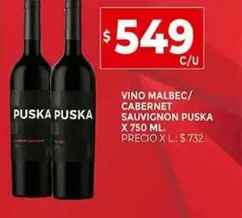 Supermercados DIA Vino Malbec Cabernet Sauvignon Puska x750ml oferta