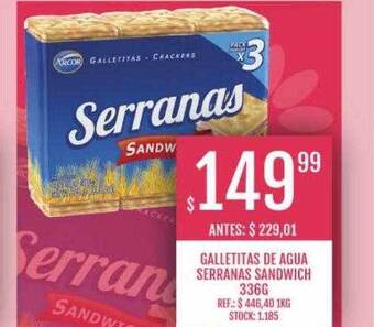 Supermercados Todo Galletitas de agua serranas sandwich oferta