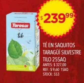 Supermercados Todo Té en saquitos taragüí silvestre tilo oferta