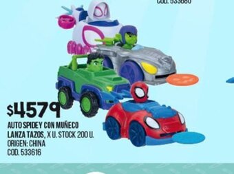 Coto Auto Spidey Con muñeco Lanza tazos oferta