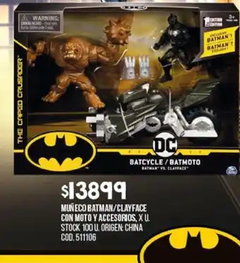 Muñeco Batman/Clayface Con Moto y Accesorios