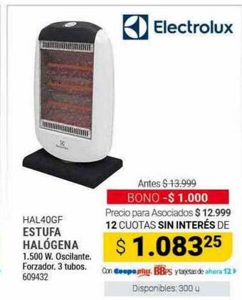 Cooperativa Obrera Electrolux estufa halógena oferta