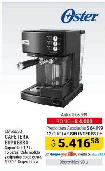 Cooperativa Obrera Oster cafetera espresso oferta
